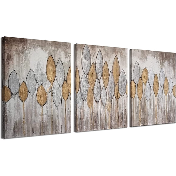 Trees Canvas Wall Art Abstract Trees Forest Painting Leaves Landscape Picture Fall Leaf Picture Prints Autumn Artwork for Living Room Bathroom Bedroom Office Home Decor 12"X16"x3