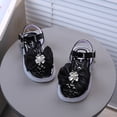 thumbnail image 5 of KPOPLK Girls Sandals Open Toe Cute Flats Dress Sandals Summer Cross Strappy Shoes Toddler/Little Kid/Big Kid Size 8,Black, 5 of 8
