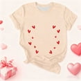 thumbnail image 1 of Aufmer 2 Pcs T-Shirt à Manches Courtes Imprimé pour Femmes, T-Shirt Col Rond Décontracté avec Motif à la Mode, Haut en Polyester Doux pour Printemps Été, Usage Quotidien Polyvalent pour Diverses Occasions (Beige), 1 of 3