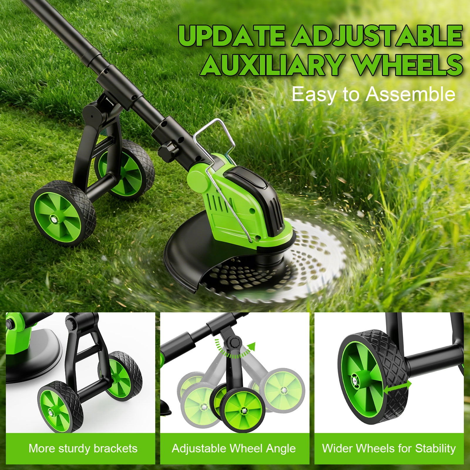 Fovendi Electric Weed Eater Battery Powered,12″Weed Wacker, 4 in 1 Grass Trimmer/Brush Cutter/Grass Edger/Weed Trimmer