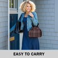 thumbnail image 6 of Maroon and Pink Checkered Pattern Drawstring Insulated Lunch Bag for Women, Stain-Resistant Large Lunch Tote with Multi-Pockets for Work Office, 6 of 6