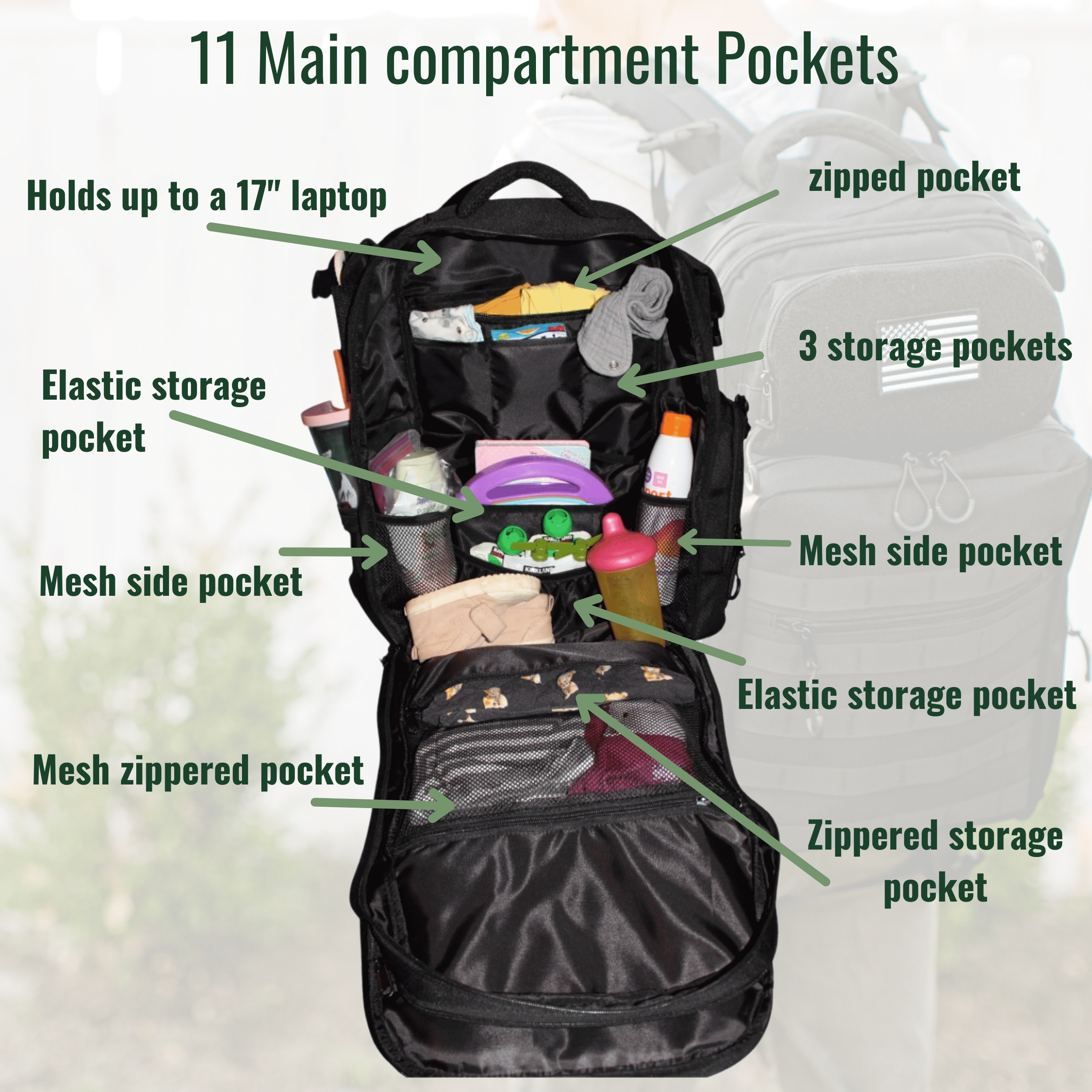 PKB Dad Diaper Bag | Military Diaper Backpack | Large Diaper Bag | Mens Diaper Bag | Baby Travel Gear | Diaper Bag Backpack With Portable Diaper Changing Pad | New Dad Gifts For Men