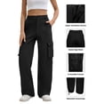 thumbnail image 4 of Pantalones cargo Gracyoga 2025 para mujer de cintura alta, color negro, 4 of 6