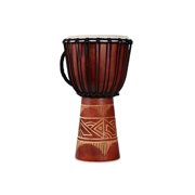 World Bat Wood Art Medium Djembe Drum, Red