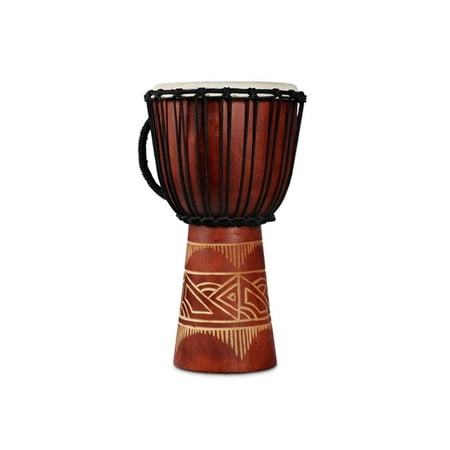 World Bat Wood Art Medium Djembe Drum, Red