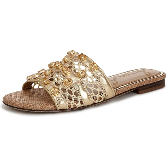 Sam Edelman Women's Blaire Embellished Flat Sandal Amber Gold 9M