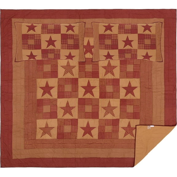 VHC Brand Ninepatch Star King Quilt Set 51726
