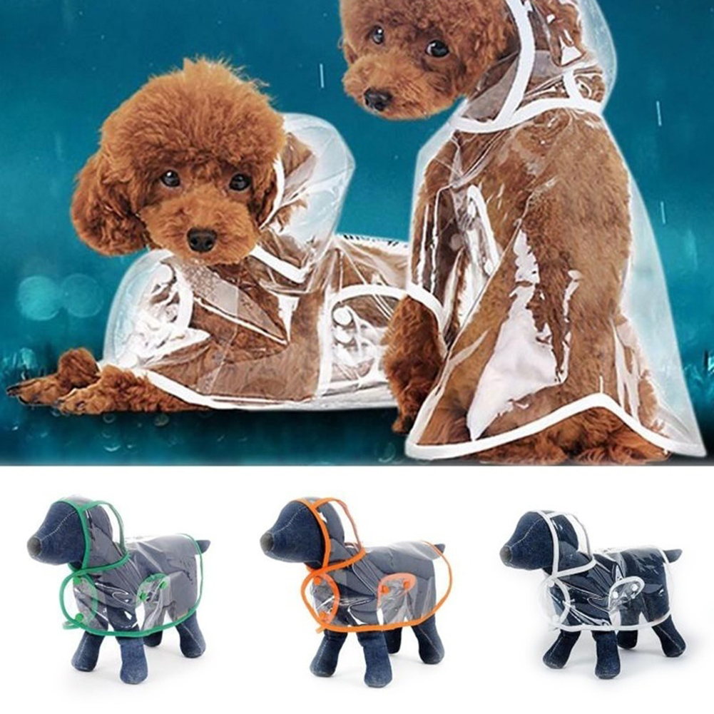 SPRING PARK Pet Dog Puppy Rain Coat Clothes Waterproof Jacket Rainwear Clear Buttons Hood Coat - image 1 of 7