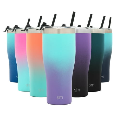 Simple Modern 32oz Slim Cruiser Tumbler with Straw & Closing Lid Travel Mug - Gift Double Wall Vacuum Insulated - 18/8 Stainless Steel Water Bottle Ombre: Tropical Seas