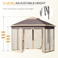thumbnail image 5 of Outsunny 11' x 13' Pop Up Gazebo Canopy Tent with Zippered Mesh Sidewalls and Carrying Bag, Event Tent Shelter for Patio Garden Backyard, Beige, 5 of 9