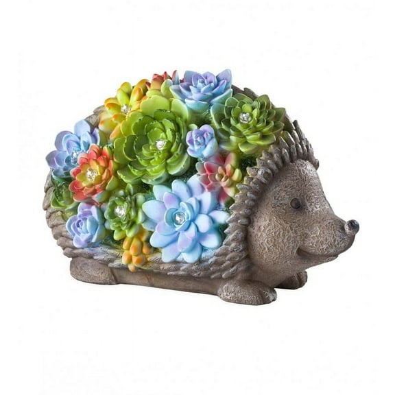 Plow & Hearth Solar Lighted Succulent Resin Animal Garden Statue