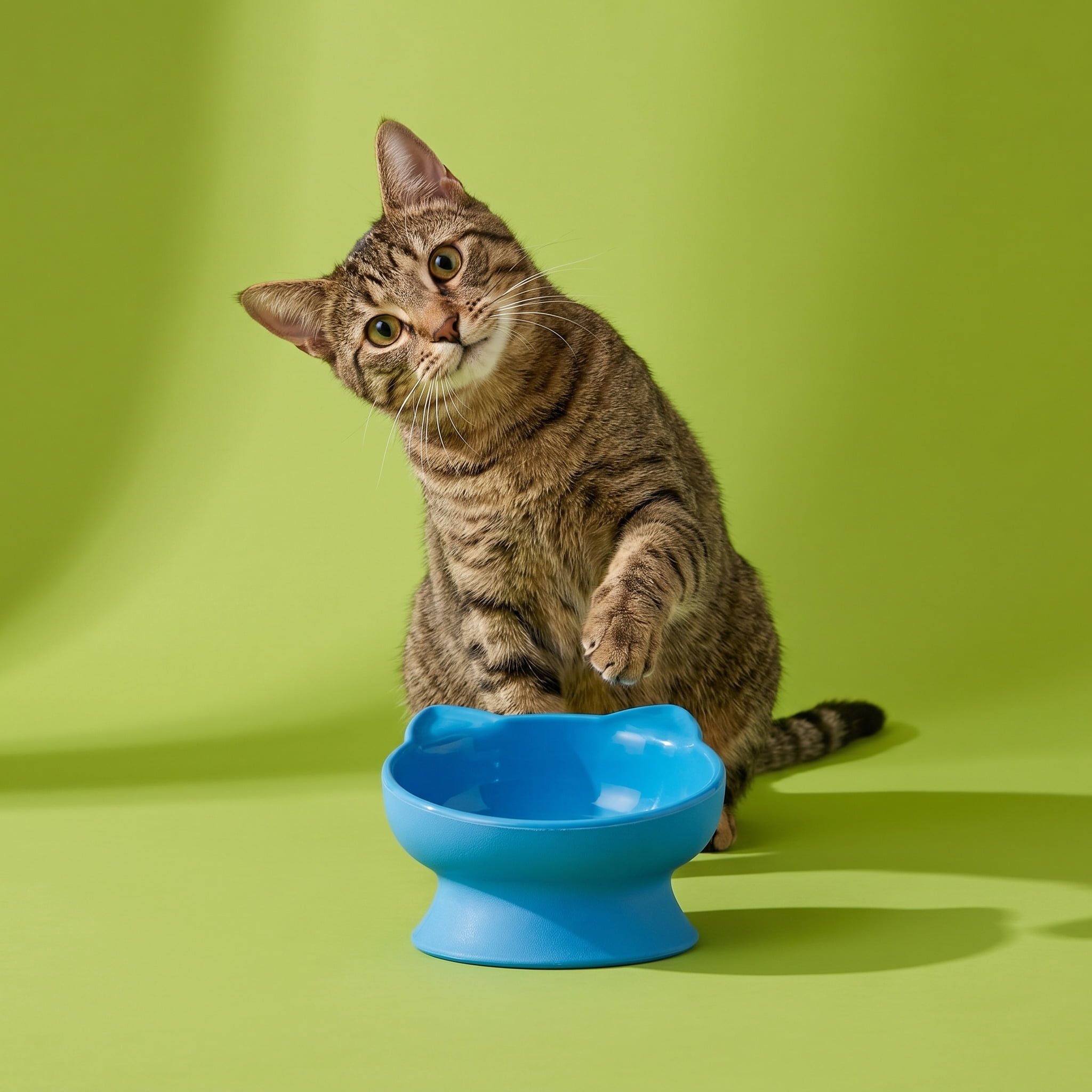 (4 pack) Vibrant Life 0.8-Cup Plastic Elevated Cat Ear Bowl, Blue