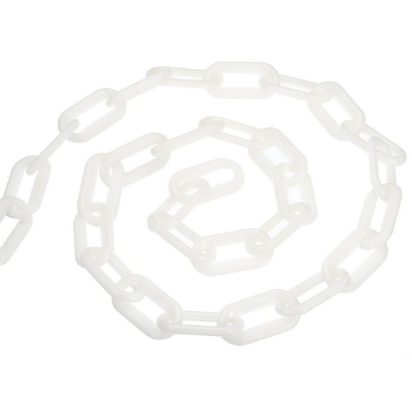 Unique Bargains 0.3' Diameter 20Ft Length Plastic Chain Barrier, Safety Link Chain Stanchion for Crowd Control, White