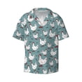 thumbnail image 2 of Lsque Funny Chicken print Men's Cuban Collar Short Sleeve Shirt Summer Beachwear Casual Button Down Fashionable Vacation Leisure Shirt-3X-Large, 2 of 7