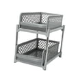 thumbnail image 2 of yuksok Pull Out Cabinet Organizer Spice Rack Organizer 2 Layer Multifunctional Bathroom Gray, 2 of 9