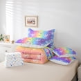 thumbnail image 6 of meiyoeat Colorful Kawaii Unicorn 7-Piece Twin Bedding For Girls,Dreamy Rainbow Gradient Stripes Bedding Comforter Set For Kids,Colorful Stars Reversible, 6 of 7