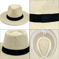 thumbnail image 2 of Lispipm Men and Women Sun Hat Short Brim Classic Summer Beach Cap Unisex Outdoor Jazz Hats for Vacation Woven Breathable Caps Brown M, 2 of 3