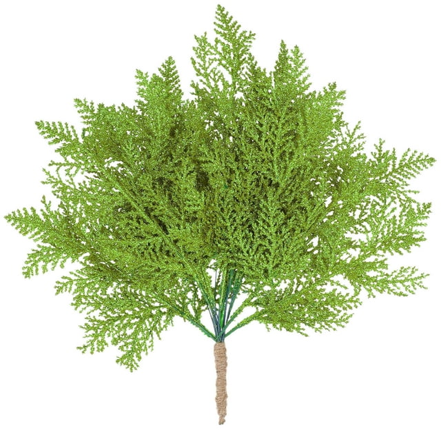 Green 20Pc Glitter Christmas Branches For Diy Decorations Artificial Picks With Sparkly Tips For Tree And Wreath Decor Length 13.38 Inches In Green Weight 0.51 Pounds
