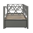 thumbnail image 5 of Solid Wood Daybed with Trundle and X-Shaped Back, Multi-Function Twin Size Bed Frame with Slats Support in Gray, 5 of 8