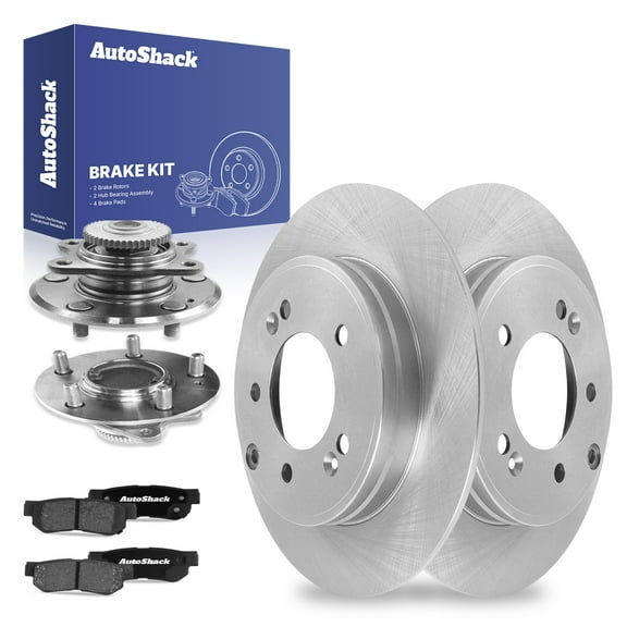 AutoShack Rear Brake Rotors Ceramic Brake Pads Wheel Bearing Hub Assembly | Replacement for 2006-2008 Hyundai Sonata 3.3L V6 FWD | 8-PC Brake Kit