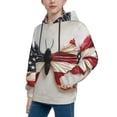 thumbnail image 2 of Sikiie American Flag Butterfly Wall Youth Hoodie Sweatshirt Pullover Hooded Classic Casual Essentials Hoodiefor Boys Girls Kids -Large, 2 of 6
