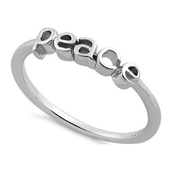 Mooneye 925 Sterling Silver Oxidized Platinum Plated Peace Sign Women Valentines Day Gifts Ring
