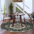 thumbnail image 4 of 8ft Round Rug, Green Boho Non-Skid Rubber Backing Large Area Rugs - Living Room Bedroom Home Office, Vintage Southwestern Geometric Abstract Indoor Floor Mat Carpets Washable Rug, 4 of 9