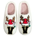 thumbnail image 3 of Christmas Slippers for Family Size 8 Fuzzy Cute Outdoor Indoor Slippers Xmas Santa Reindeer Letter Print Fashion Winter Shoes (Red & White, V), 3 of 6