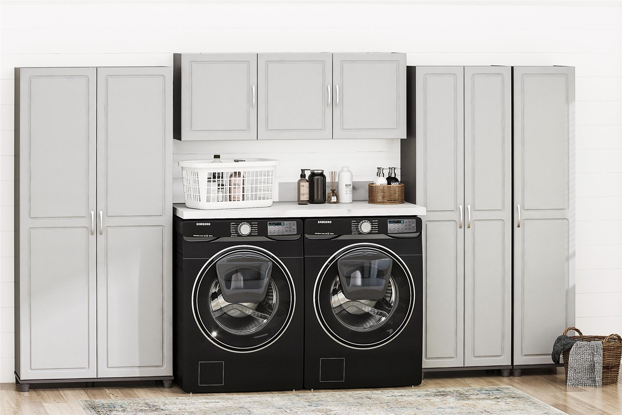 Systembuild Evolution Kendall 16" Wooden Utility Storage Cabinet, Dark Gray/Light Gray
