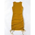 thumbnail image 2 of Vestido corto sin mangas fruncido para mujer, con cordón y lazo lateral, cuello redondo, vestido corto Amarillo CH Amarillo CH Xishao ropa, 2 of 2