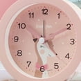 thumbnail image 4 of Kojooin Cartoon Animal Round Alarm Clock with Night Lamp Home Portable Cute Bedside Desk Clock for Kids Ultra-quiet Sweeping Soft Warm-light,Pink, 4 of 8