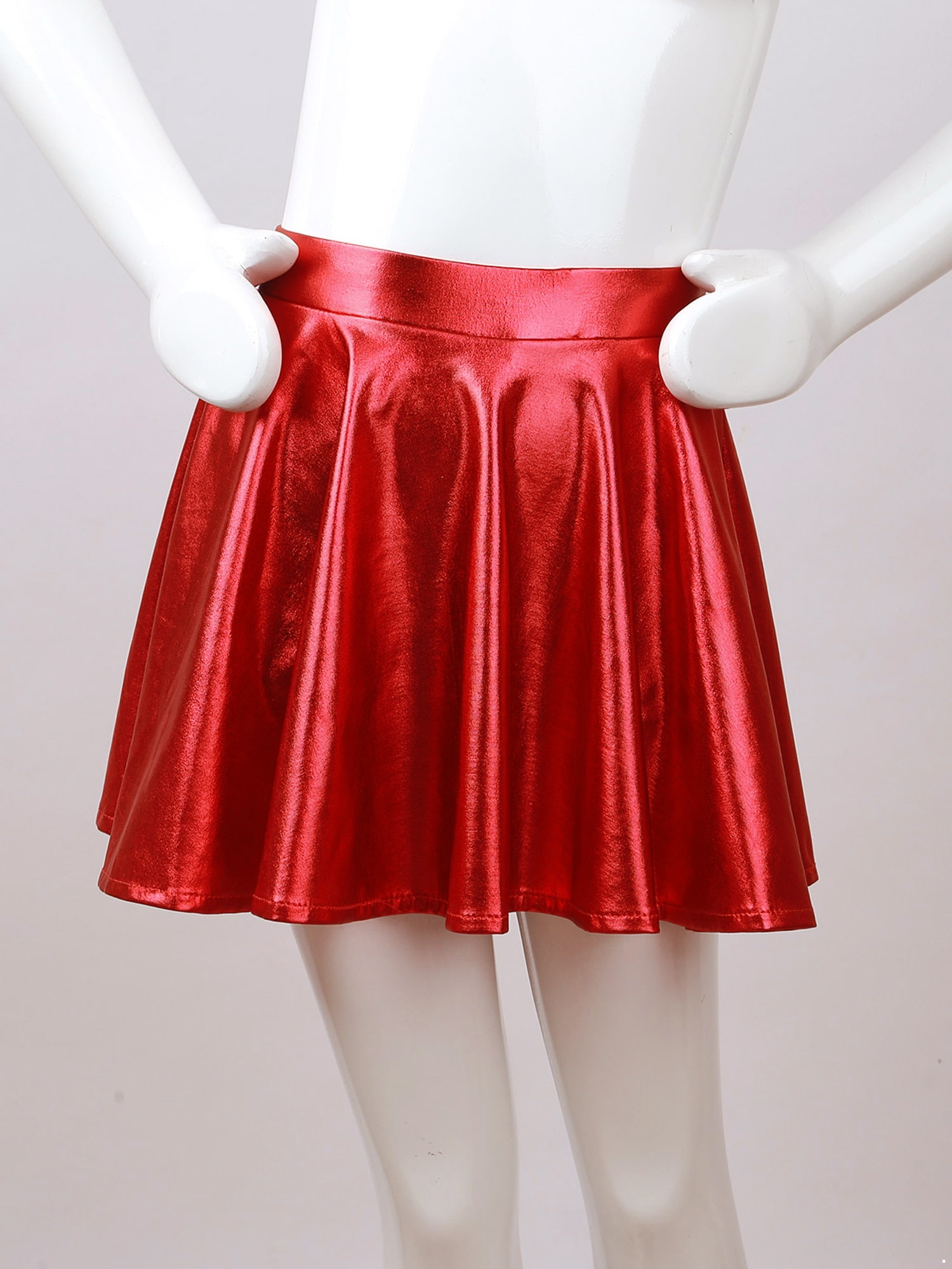 CHICTRY Girls Metallic Flared Dance Skirt Holographic Jazz Hip Hop Dance Costume,Sizes 6-14
