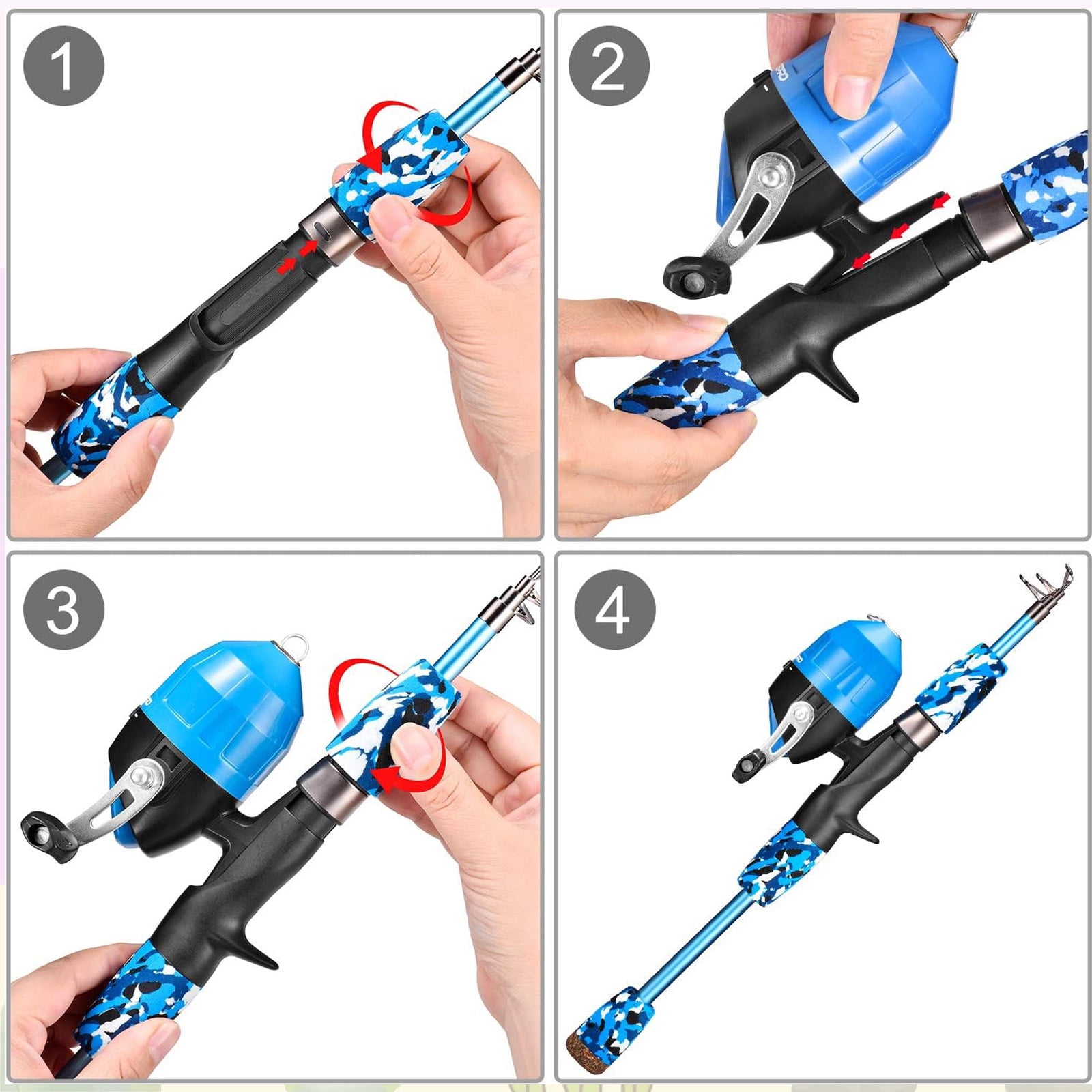 OUTGOO Kids Fishing Pole, Kids Fishing Rod Portable Telescopic Fishing Rod and Reel Combo Kit with Spincast Fishing Reel, Fishing Tackles, Fishing Lures, Fishing Lines for Boys, Girls, Youth