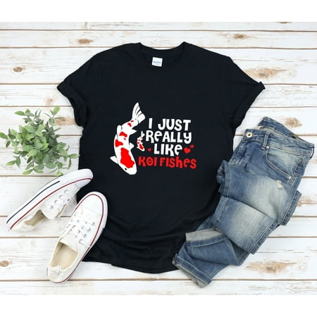 Koi Fish Shirt Fish Lover Fishing Shirt For Women I Just Really Like Koi Fishes I Love Fish Funny Fish Shirt
