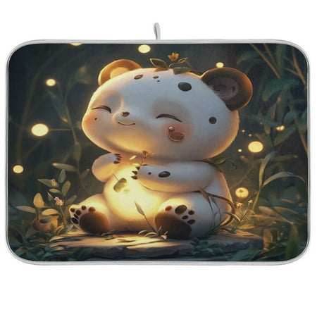 

Kitchen Drying Mat 16x18In Drying Dish Mat Dish Drying Mats Kitchen Countertop Multi-Function Drain Drying Mat Kitchen Table Grey Cartoon Bear