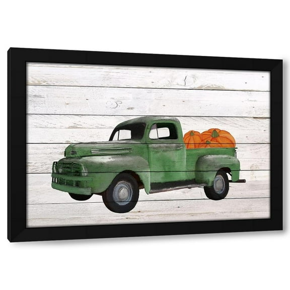 Allen Kimberly 14x11 Black Modern Wood Framed Wall Art Titled - Pumpkin Truck