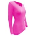 thumbnail image 5 of Women's Under Scrubs Long Sleeve T-Shirt Comfort V-Neck Medical Underscrub Tee -Super Soft and Stretchy (Neon Pink, Large), 5 of 7