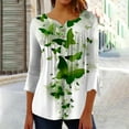 thumbnail image 2 of Dyegold Fall Shirts For Women 2023 3/4 Sleeve Pleated Front V Neck Button Down Tops Tunics Vintage Floral Printed Blouses, 2 of 4