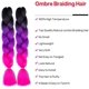 thumbnail image 2 of Paquete de 6 extensiones de cabello sintético Jumbo, extensiones de cabello coloridas resistentes al calor para bricolaje, cabello trenzado Ombre en colores morados, 2 of 5