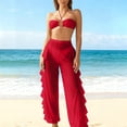 thumbnail image 2 of Levmjia Women's High Waisted Swimwear Set, Black Two Piece Swimsuit, Plus Size S - 2XL, Nylon Spandex Swimsuit Cover Up Pants, Bikini Top with Halter Neck, Beachwear for Women, 2 of 4