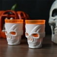 thumbnail image 5 of JikouIivo Halloween Skull Light up Cup Glow Led Skull Cup Plastic Luminous Drinking Skull Cups That Light up Flashing Skull Cups for Halloween Party Night Club KTV Bar, Orange White, 5 of 6