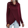 thumbnail image 1 of Jersey de manga larga con botones para mujer, Tops finos de punto, blusa, camisa con botones sólidos Fridja fksj296, 1 of 9