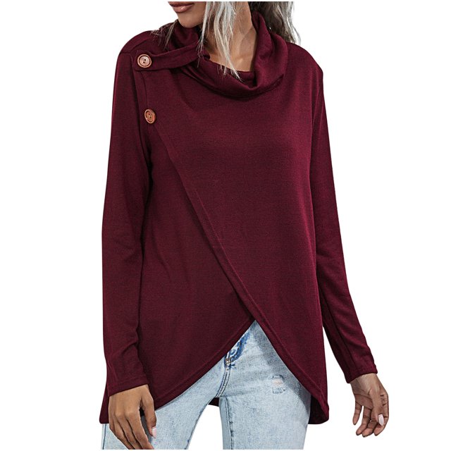 Jersey de manga larga con botones para mujer, Tops finos de punto, blusa, camisa con botones sólidos Fridja fksj296