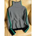 thumbnail image 3 of Pull Col Roulé Imitation Laine Manches Contrastées Paresseuses Design Printemps et Hiver pour Femmes, 3 of 5