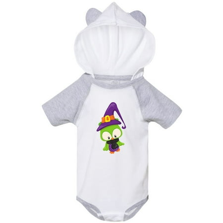 

Inktastic Green Owl Owl Wearing Witch Hat Halloween Gift Baby Boy or Baby Girl Bodysuit