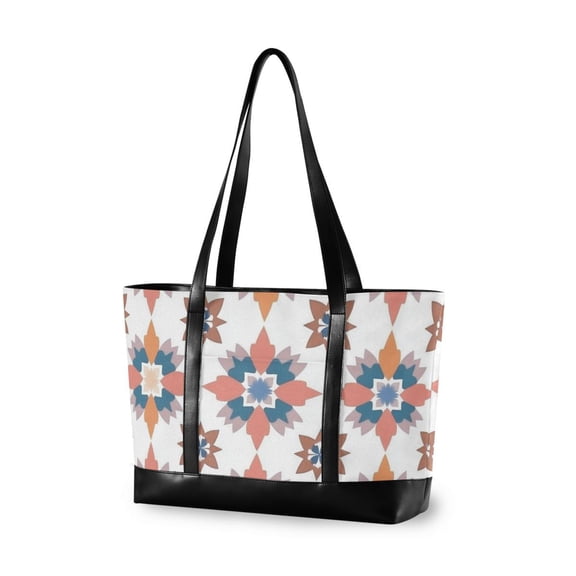 FORMRS Canvas Laptop Tote Bag for Women with 15.6" Computer Compartments Shoulder Handbag, Blue Abstract Pattern