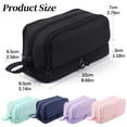 thumbnail image 3 of 3-Compartment Canvas Pencil Case, Large Capacity Storage Bag for Students, Multi-Function Organizer for Pens and Makeup, Pink, Green, 3 of 8