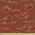 thumbnail image 2 of Ambesonne East Fabric by the Yard Upholstery, Far Eastern Folk Clouds Motif, 3 Yards, Vermilion Cream, 2 of 5