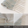 thumbnail image 6 of Blue Beige Farmhouse Bathroom Rug 2'x3', Vintage Wooden Striped Low Profile Front Entryway Rug with Tassels, Woven Cotton Washable Kitchen Mat Carpet for Foyer Bedroom Back Door Decor, 6 of 9