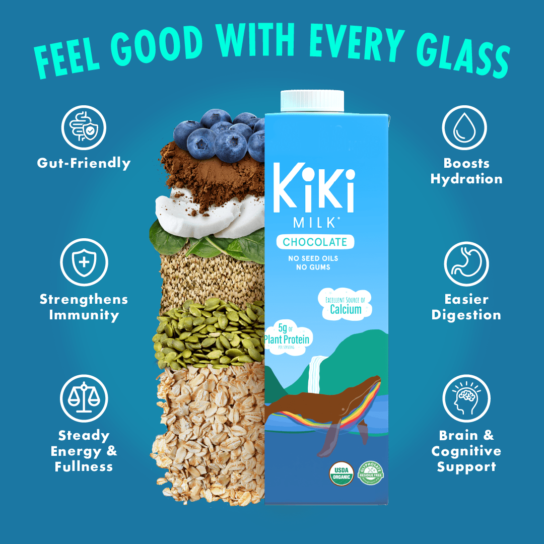 Chocolate Kiki Milk - Organic Plant-Based Milk - Shelf Stable - (32 oz pack of 6)